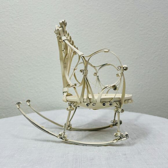Vintage Miniature Dollhouse Metal Rocking Chair Original Folk Victorian Chair - Picture 6 of 11